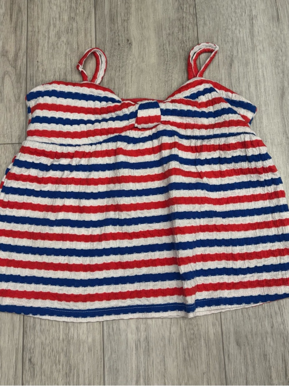Old Navy Red White and Blue Striped Girls Tank with Front Knot